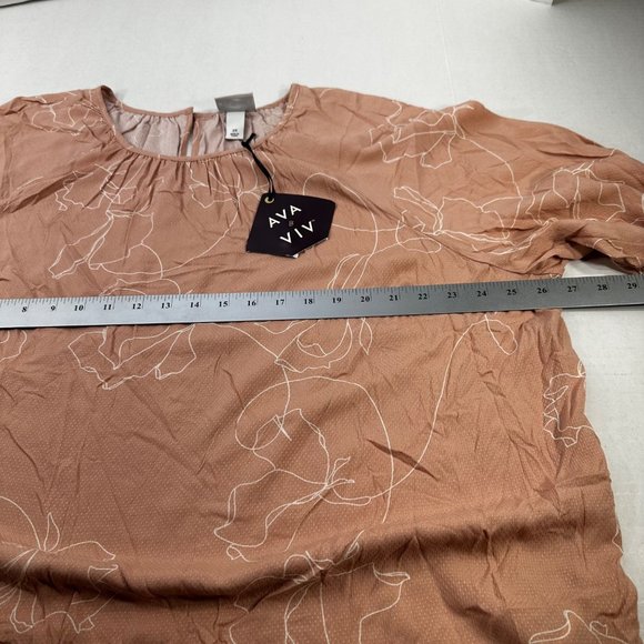 Ava And Viv Women's Size 2X Blouse Long Sleeve Floral Print Pink New With Tags - Picture 10 of 14